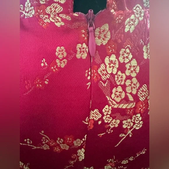 Pink and Gold 90’s y2k Cheongsam Vintage Formal Dress - Picture 5 of 5